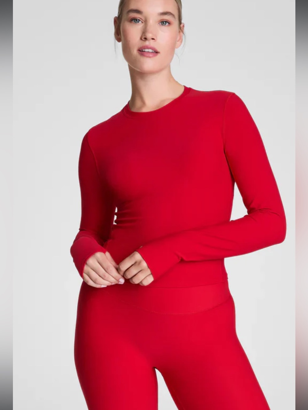 SPANX get moving long sleeve red tee